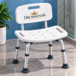 White Adjustable Bathroom Shower Seat for Safe Bathing - Image 3
